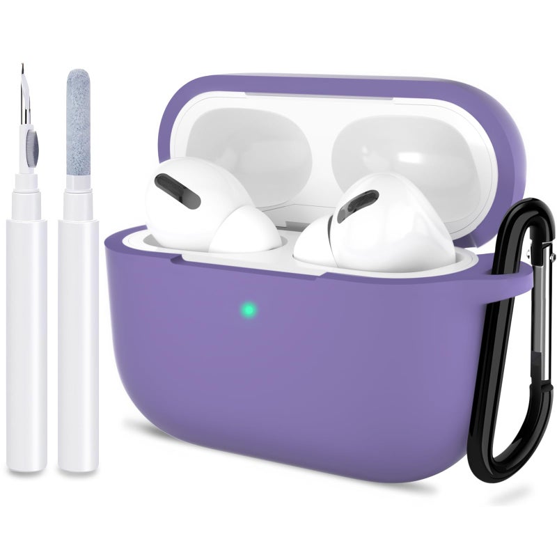 ATUAT for AirPods Pro 1st/2nd Generation Case Cover, Protective Silicone Skin Accessories with Keychain for Women Men for Apple AirPods Pro 2019/2022 Charging Case,Front LED Visible-Lavender - Image 1